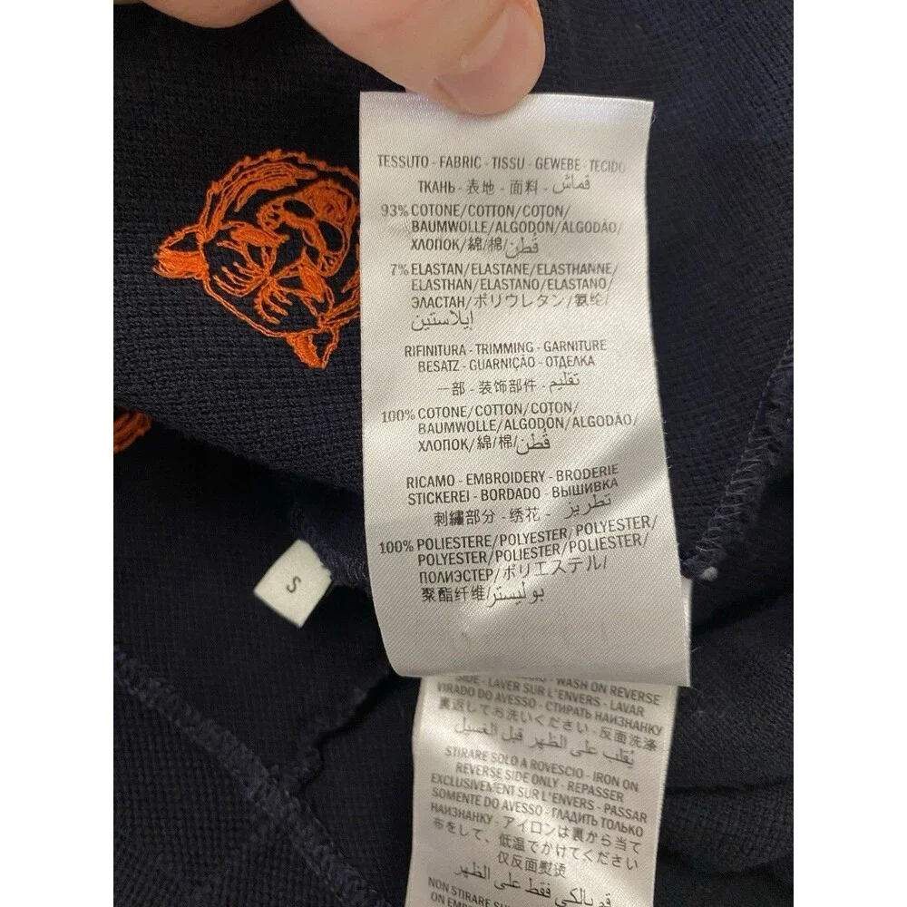 Gucci Embroidered Tiger Polo Shirt Men’s S Navy Orange Short Sleeve Designer